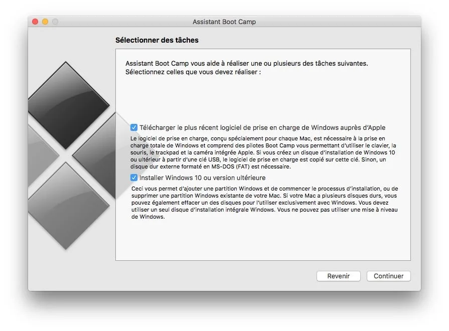 dual boot macOS Sierra Windows 10 selection taches