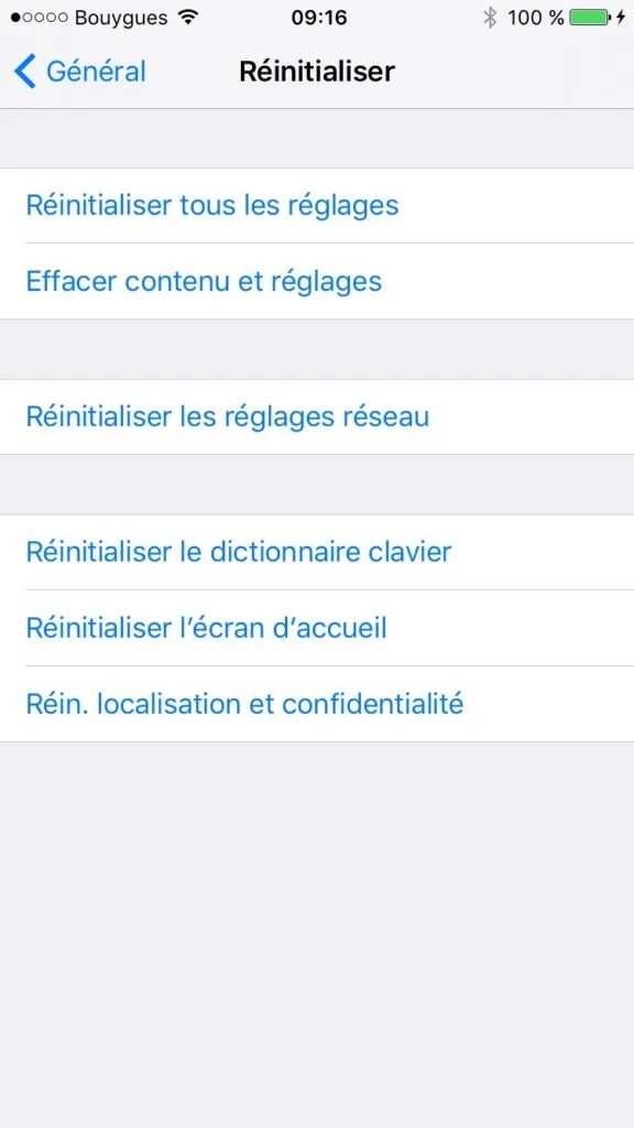 installation propre ios 10 reinitialiser tous les reglages