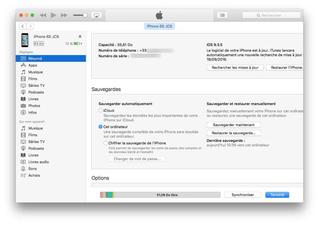 installation propre ios 10 sauvegarde itunes