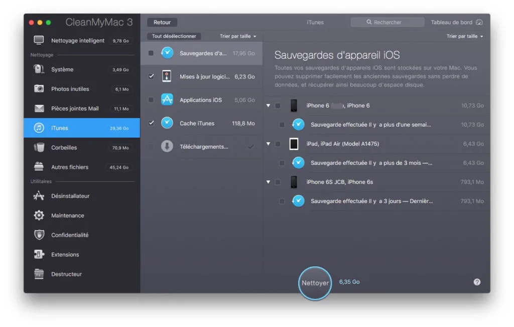 Optimiser macOS Sierra (10.12) en quelques clics 6 Optimiser macOS Sierra sauvegardes ios