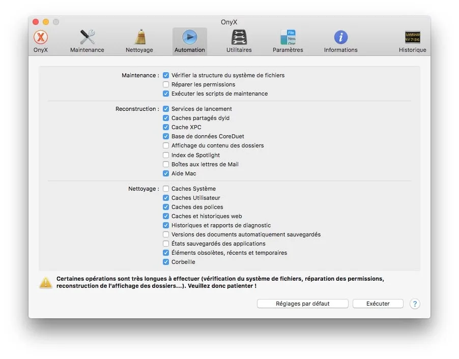 Onyx macOS Sierra (10.12) : mode d'emploi 7 Onyx macOS Sierra automation