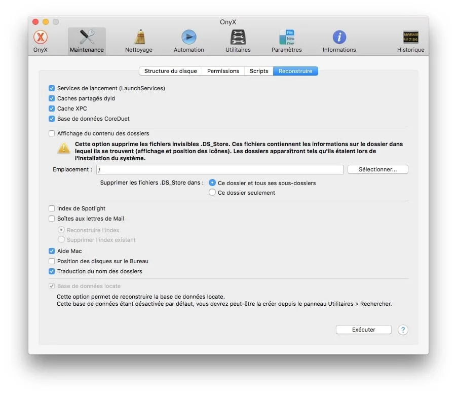 Onyx macOS Sierra (10.12) : mode d'emploi 3 Onyx macOS Sierra reconstruire