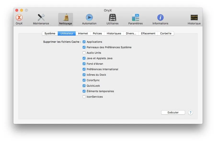 Onyx macOS Sierra (10.12) : mode d'emploi 5 Onyx macOS Sierra utilisateur