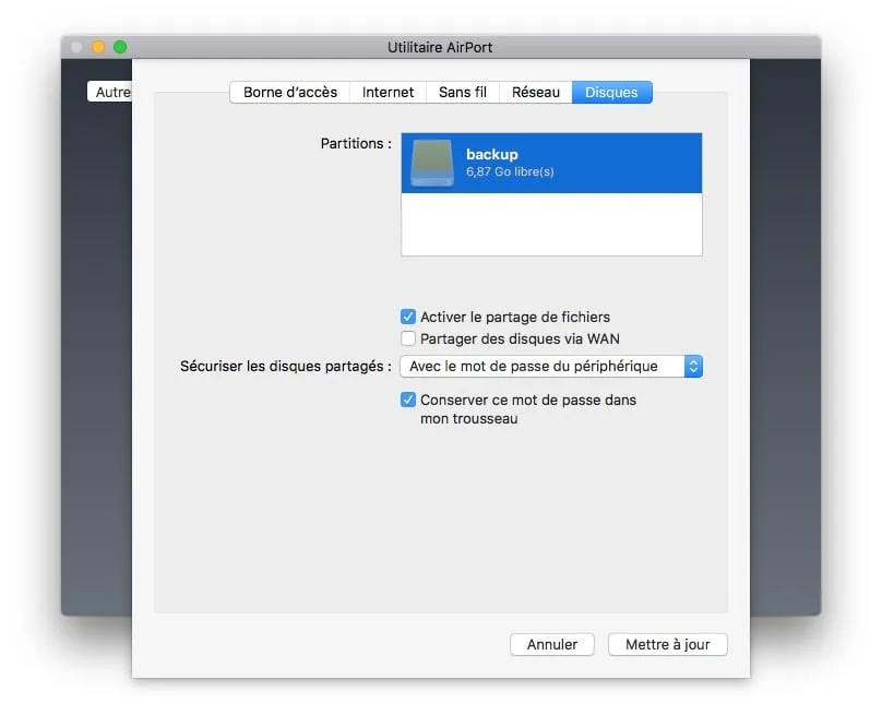 Apple Airport Extreme : tour d'horizon et configuration 13 Apple airport disques