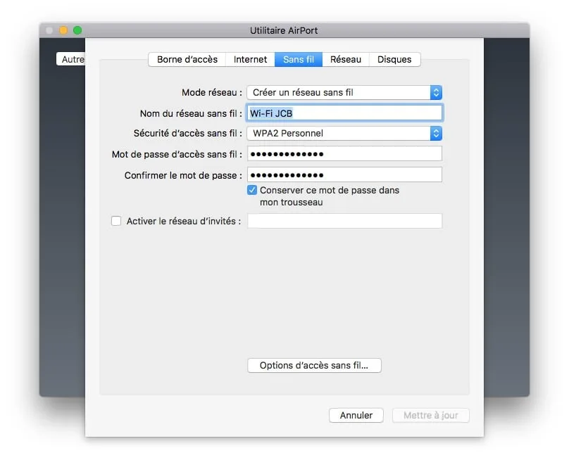 Apple Airport Extreme : tour d'horizon et configuration 9 Apple airport menu sans fil