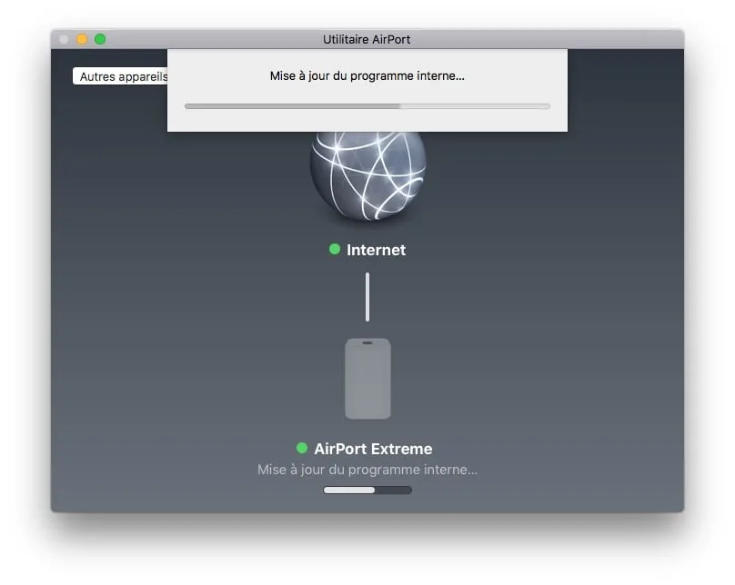 Apple Airport Extreme : tour d'horizon et configuration 5 Apple airport mise a jour programme interne