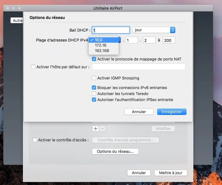 Apple Airport Extreme : tour d'horizon et configuration 12 Apple airport plage adresses