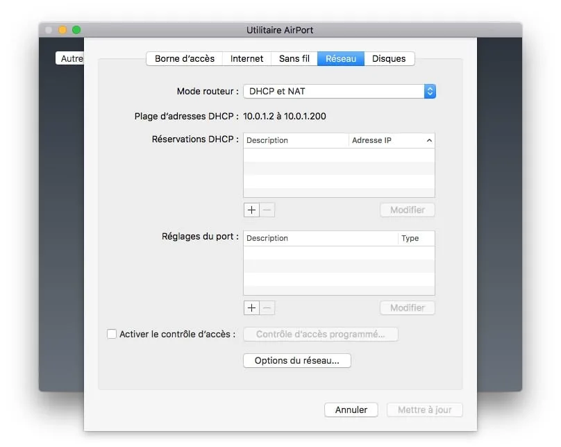 Apple Airport Extreme : tour d'horizon et configuration 11 Apple airport reseau