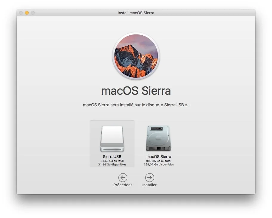 Installer macOS Sierra sur clé USB ou disque externe 6 Installer macOS Sierra sur cle USB choix disque externe