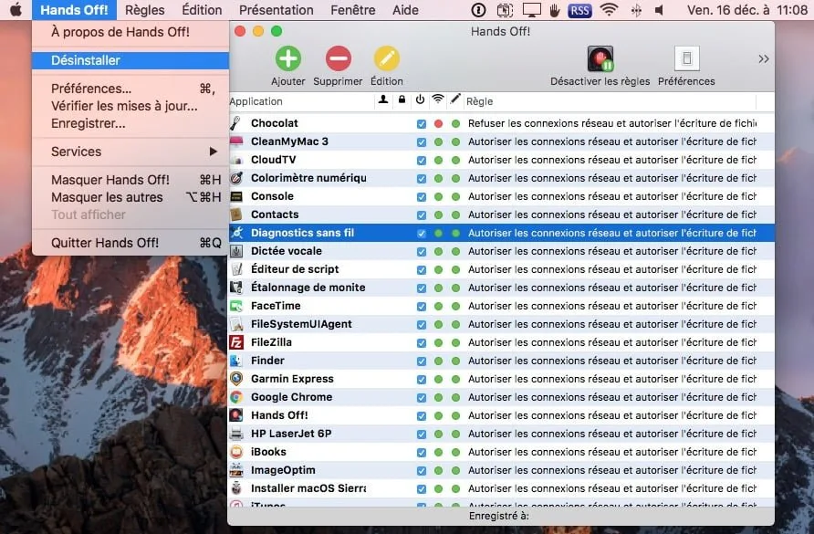 Supprimer une app sur macOS Sierra hands off