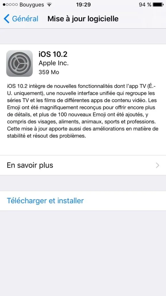 ios 10.2 mise a jour