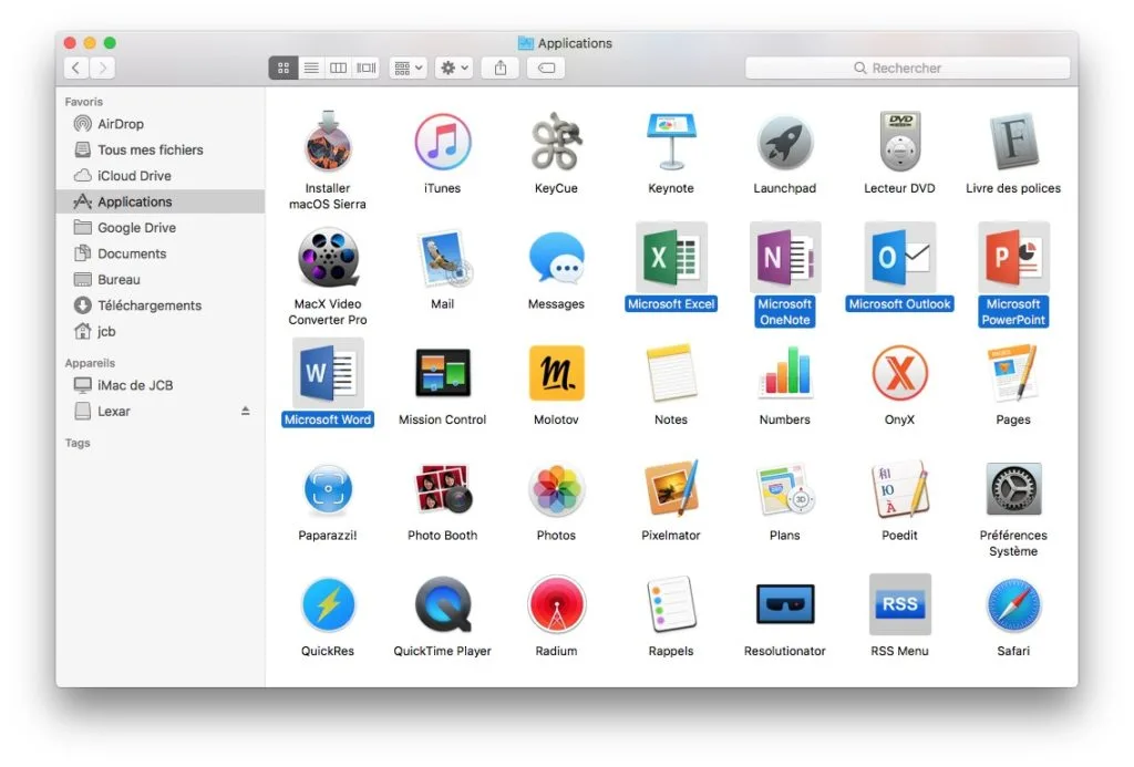 supprimer une app sur macos sierra office 2016