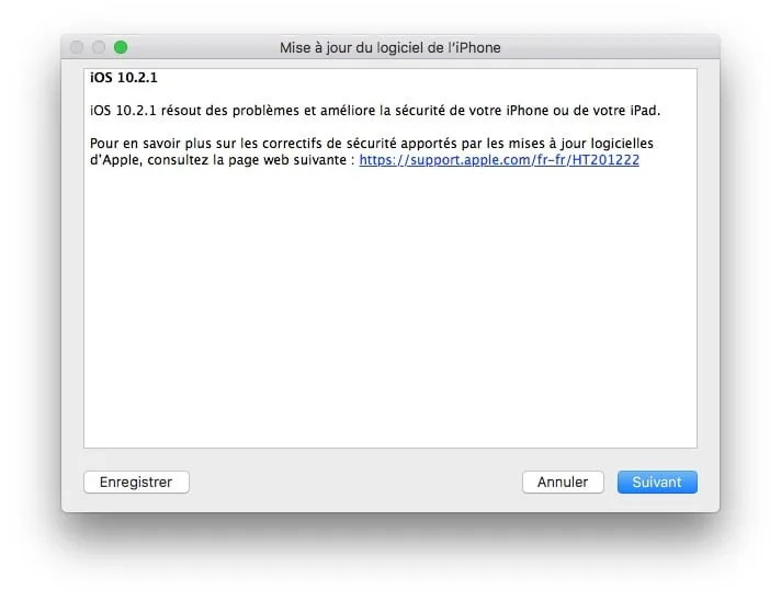 iOS 10.2.1 : mise à jour pour iPhone, iPad et iPod 3 iOS 10.2.1 mise a jour logiciel iphone