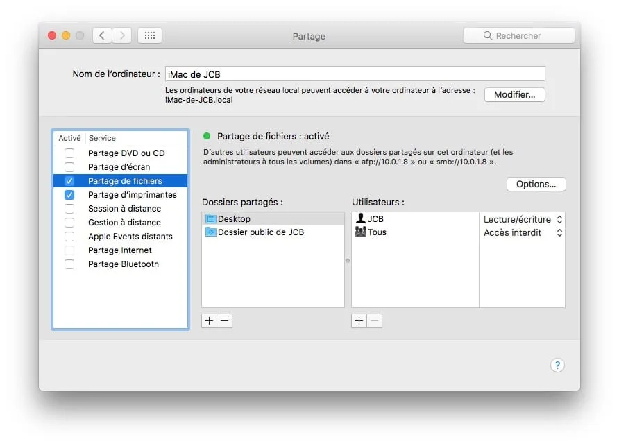 Créer un réseau entre un Mac et un PC (macOS Sierra / Windows 10) 5 Creer un reseau entre un Mac et un PC partage de fichiers mac pc