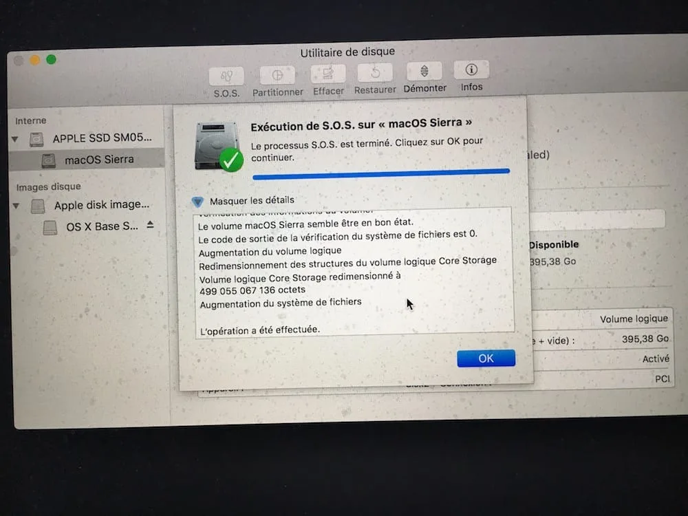 Verifier le disque de son Mac processus termine