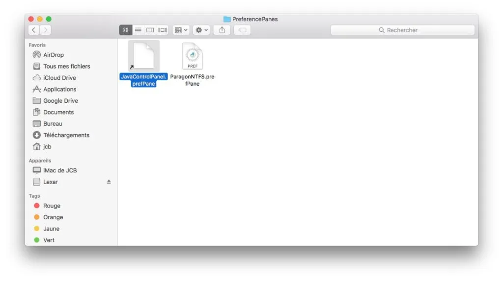 Supprimer une extension des Preferences Systeme Mac javacontrolpanelprefpane