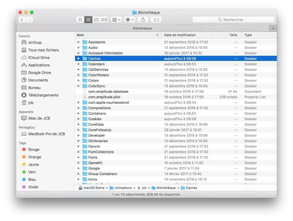 Nettoyer le cache de son Mac (Sierra, El Capitan...) 2 Nettoyer le cache de son Mac dossier Caches