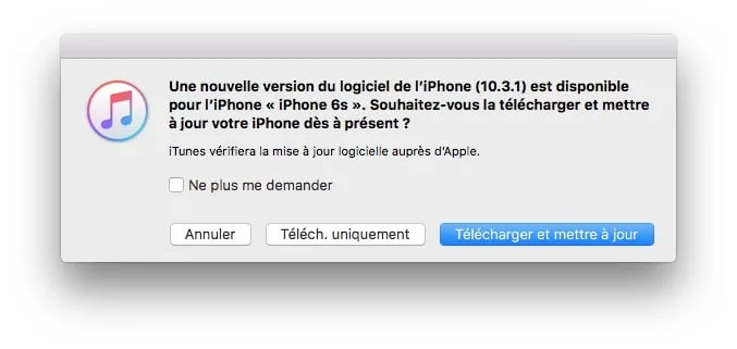 iOS 10.3.1 : mise à jour pour iPhone, iPad et iPod touch (Iiens IPSW inclus) 4 iOS 10.3.1 update itunes