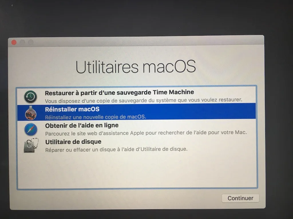 reinstaller macos nouvelle copie