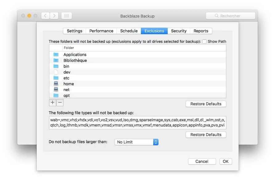 Sauvegarder son Mac dans le Cloud en illimité ! (ou son PC) 7 Sauvegarder son Mac dans le Cloud exclusion fichiers