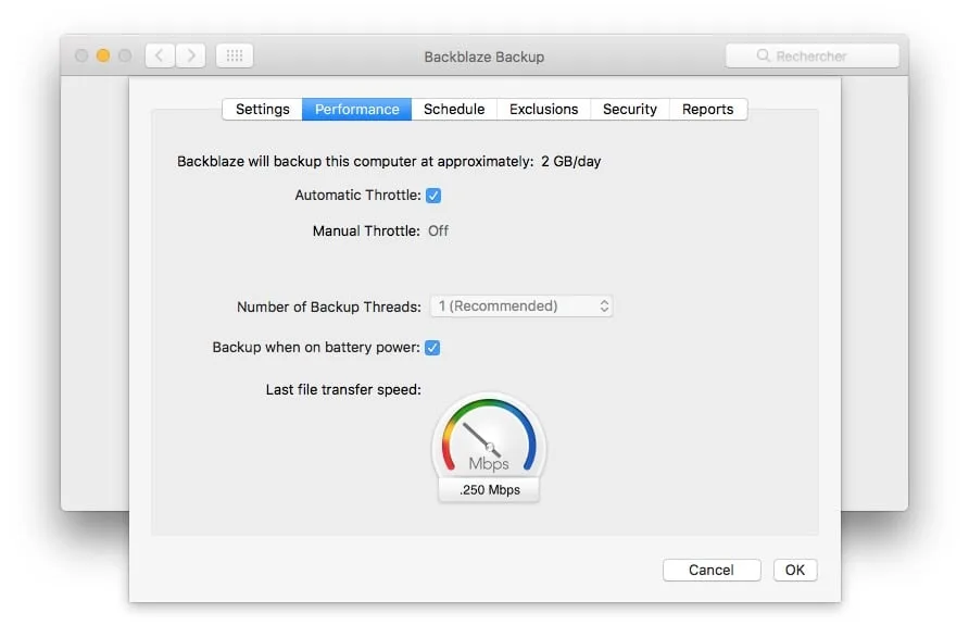 Sauvegarder son Mac dans le Cloud en illimité ! (ou son PC) 5 Sauvegarder son Mac dans le Cloud performance debit