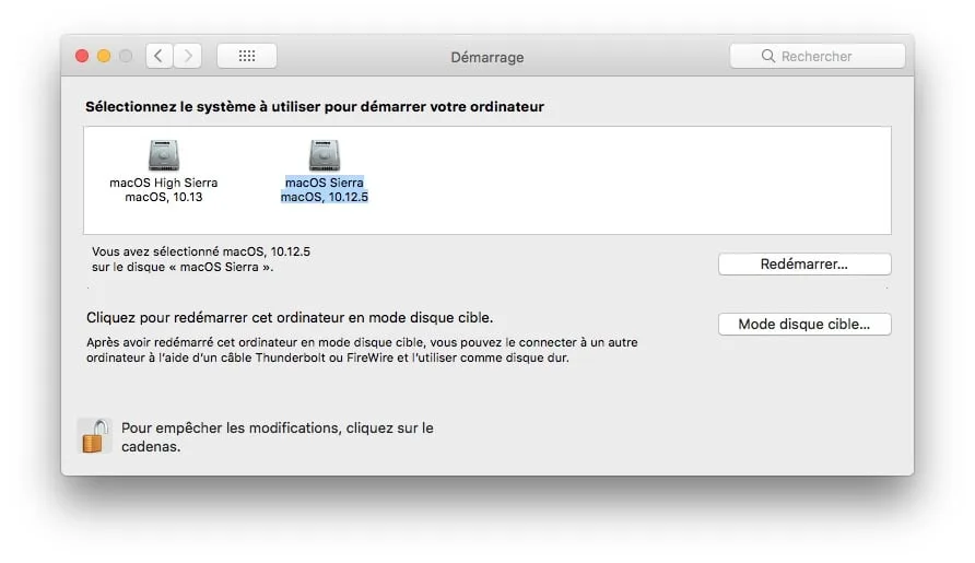 macos high sierra gestionnaire de boot