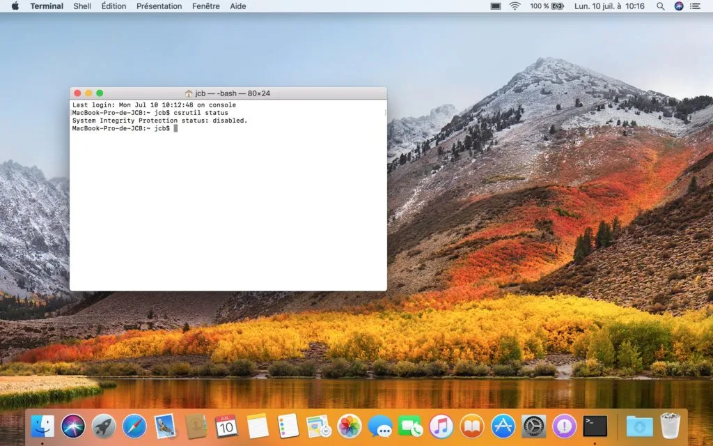 Désactiver le SIP macOS High Sierra (10.13) 3 desactiver le sip macos high sierra csrutil status