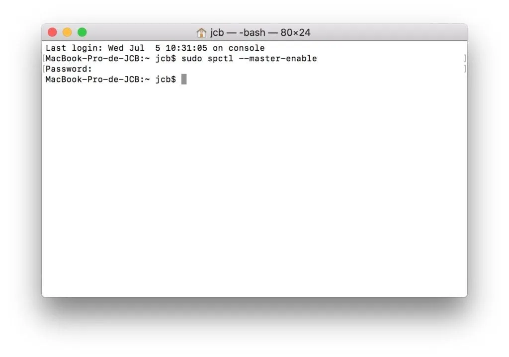 ouvrir les apps non identifiees macOS High Sierra terminal
