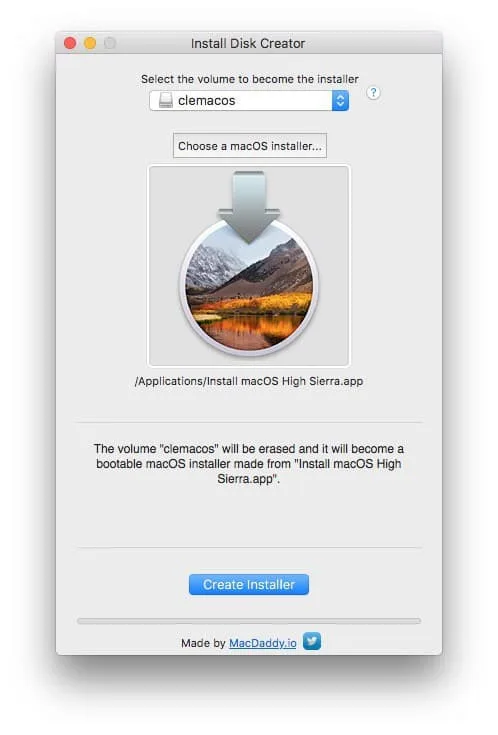 Installer macOS High Sierra cle usb bootable avec install disk creator