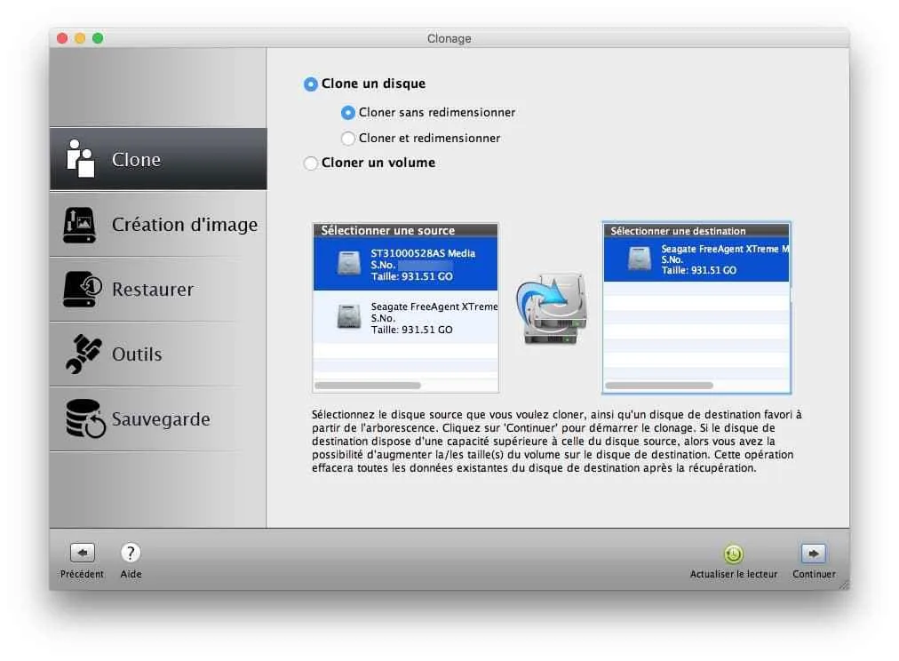 Installer macOS High Sierra cloner disque principal