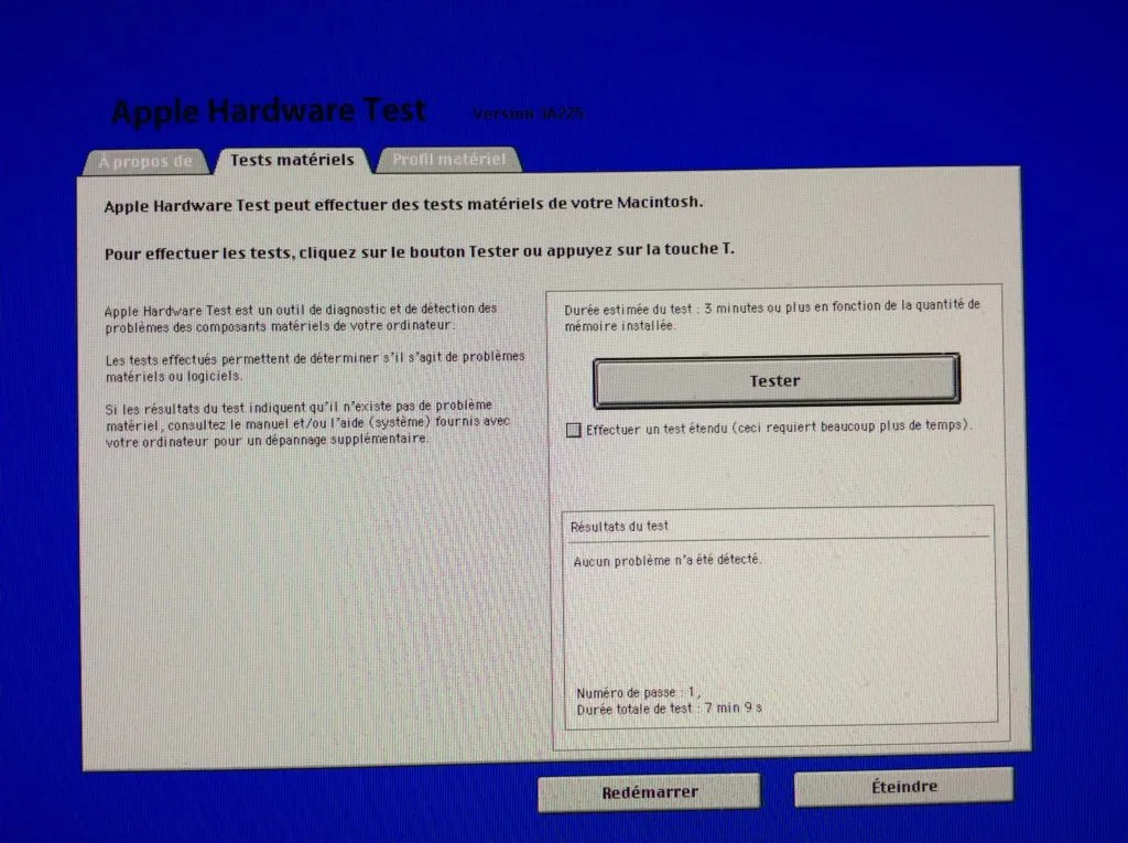 Tester son Mac resultat diagnostic