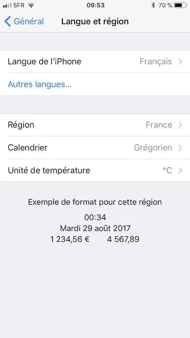 Changer la langue d'un iPhone autres langues
