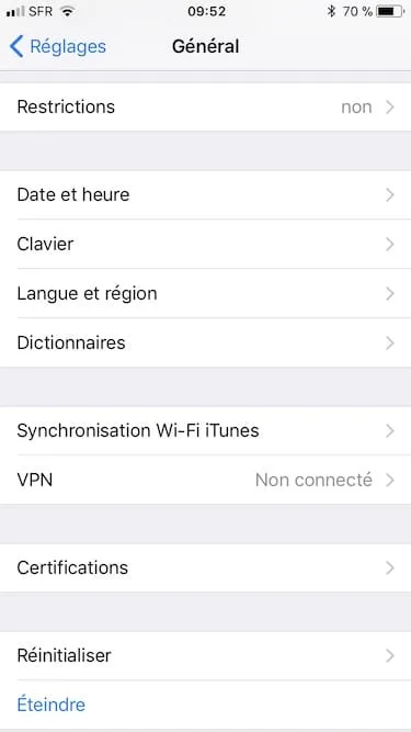 Changer la langue d'un iPhone langue et region