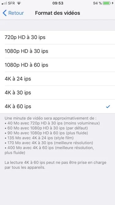 Convertir une video 4K sur Mac avec film iphone 8
