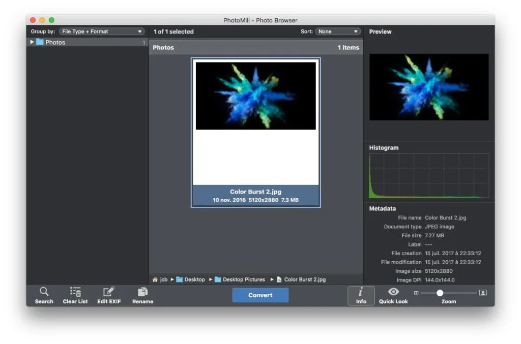 Conversion photos sur mac