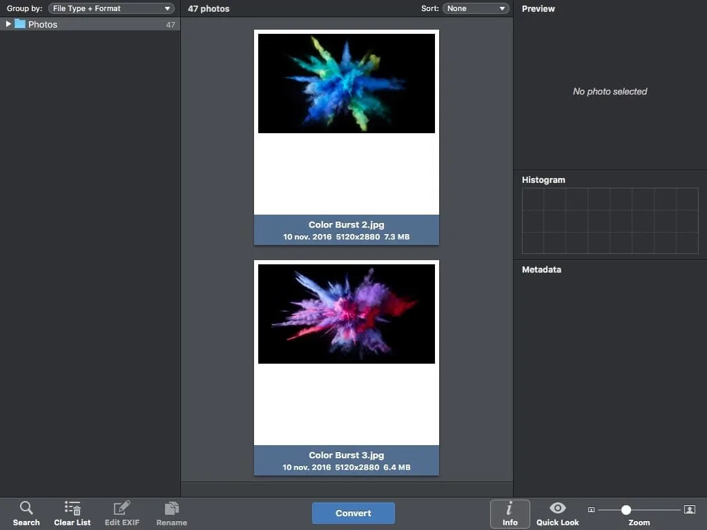 Convertir des photos sur Mac traitement par lot