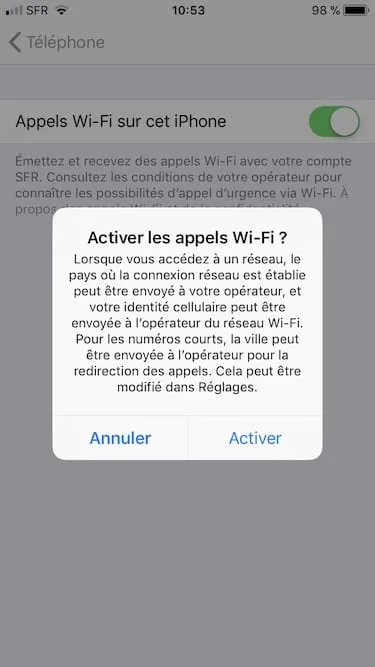Appels WiFi sur iPhone X, 8, 7, 6S, 6 et SE : mode d'emploi 6 appels wifi sur iphone actifs