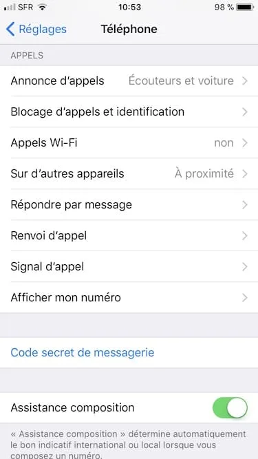 Appels WiFi sur iPhone X, 8, 7, 6S, 6 et SE : mode d'emploi 3 appels wifi sur iphone menu visible