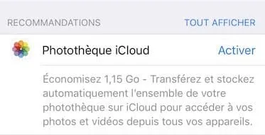 gerer l espace de stockage iphone activer phototheque icloud