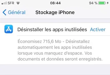 gerer l espace de stockage iphone desinstaller apps inutillisees