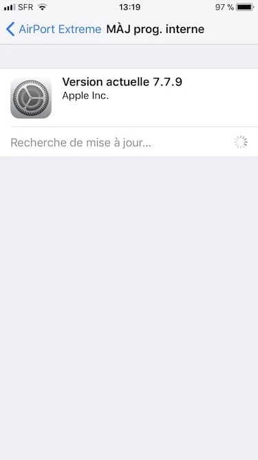 Mise à jour Apple Airport depuis ios
