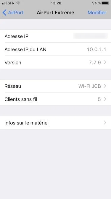 Mise à jour Apple Airport iphone ipad ou ipod