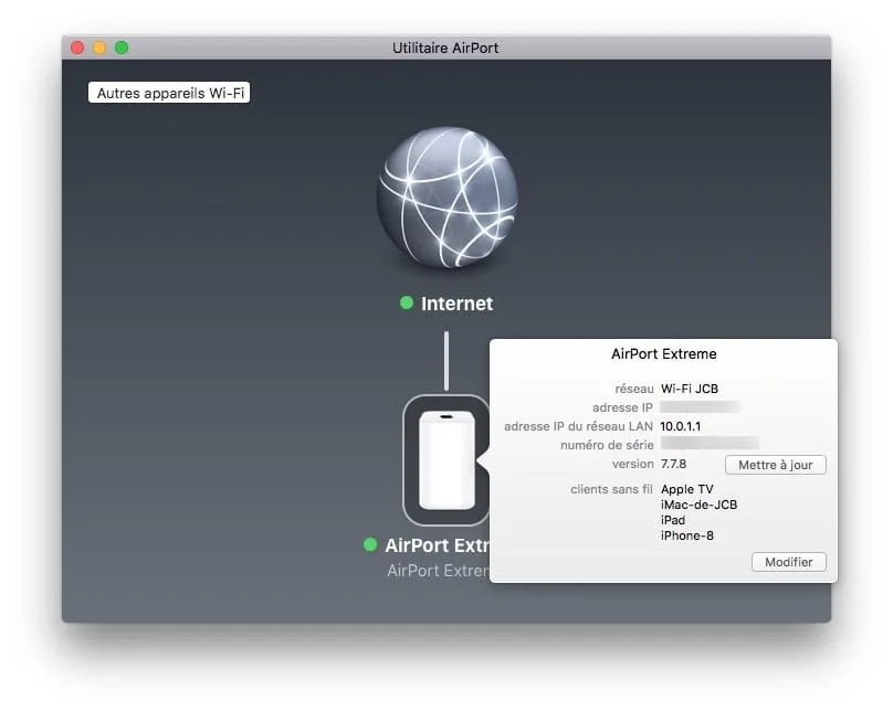 mise à jour Apple Airport version 7.7.8