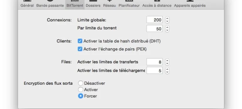 Configurer uTorrent Yosemite en 7 étapes (Mac OS X 10.10) 5 uTorrent Yosemite encryption flux sortant