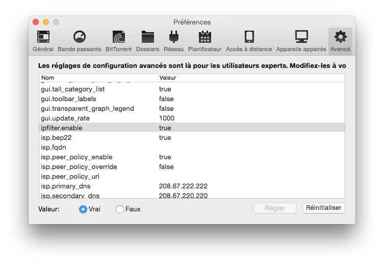 Configurer uTorrent Yosemite en 7 étapes (Mac OS X 10.10) 11 uTorrent Yosemite ipfilter actif