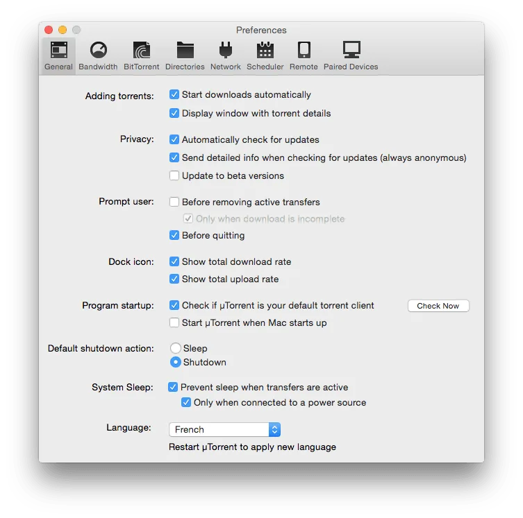Configurer uTorrent Yosemite en 7 étapes (Mac OS X 10.10) 2 utorrent yosemite en francais