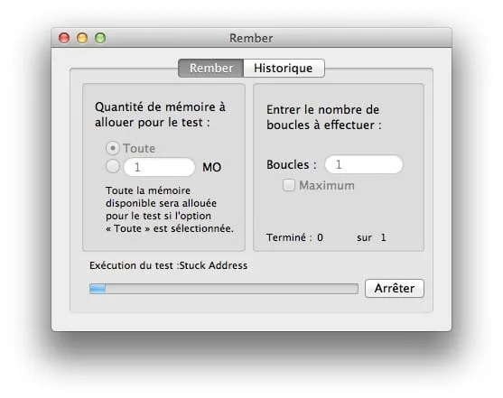 tester la ram de son mac avec Rember