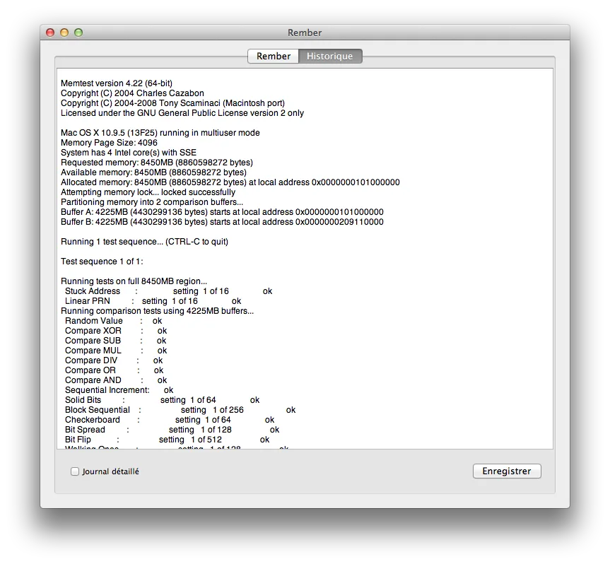 Comment tester la RAM de son Mac (barrettes de mémoire) ? 3 tester la ram de son mac rember resultats