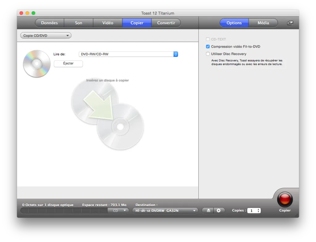 graver sous yosemite copie cd