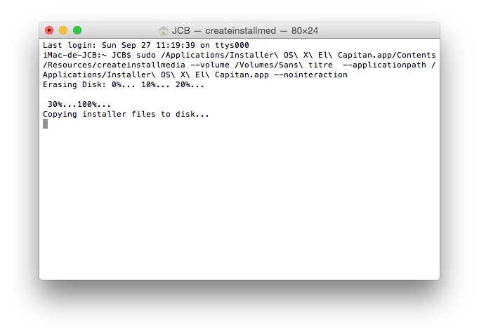 installation propre mac os x el capitan terminal formatage